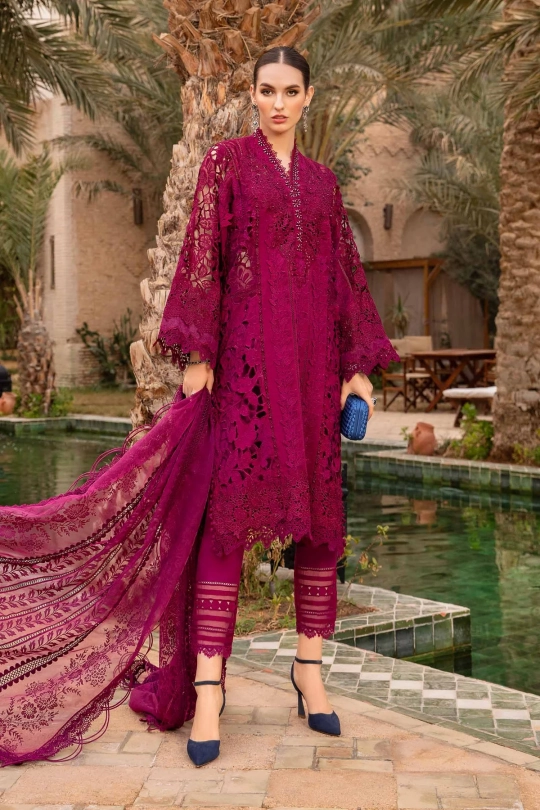 Maria.B Lawn Voyage Luxe Unstitched Collection 2024 | 9B - Image 4