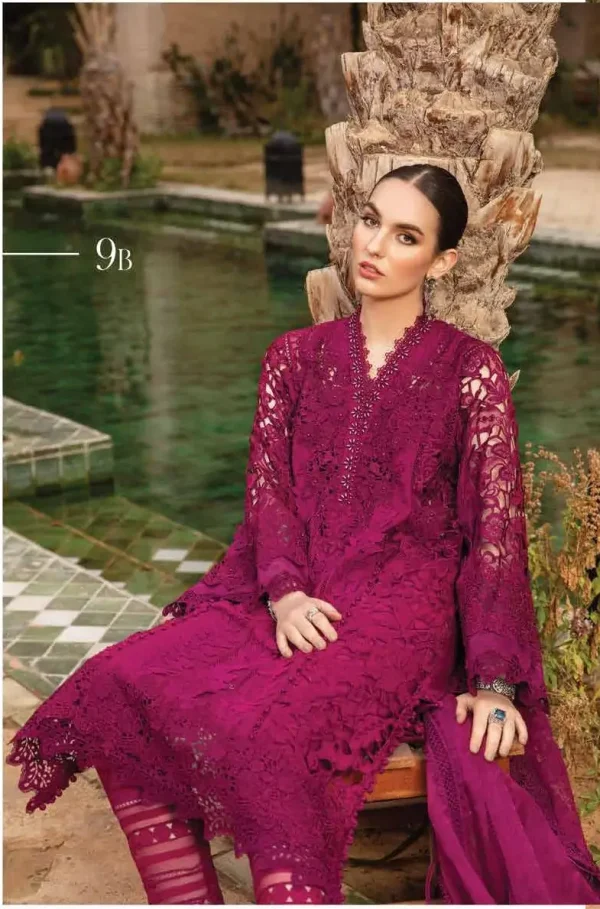 Maria.B Lawn Voyage Luxe Unstitched Collection 2024 | 9B - Image 6
