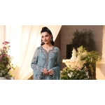 Maria B 3 Piece Unstitched Embroidered Chiffon 26' - MPC-26-106-Slate Blue - Image 3
