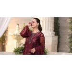 Maria B 3 Piece Unstitched Embroidered Chiffon 26' - MPC-26-108- Deep Maroon - Image 4