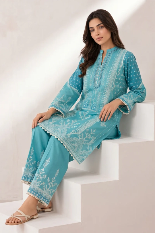 Neutral Edition – SAHAR – Co-Ord – Aqua Lattice - Image 11