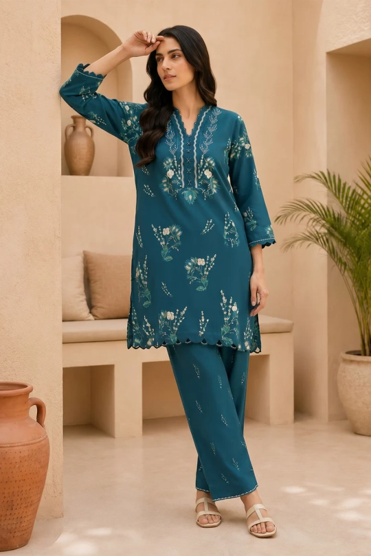 Neutral Edition – SAHAR Co-Ord - Emerald Sonata - Image 10