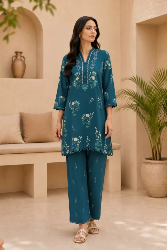 Neutral Edition – SAHAR Co-Ord - Emerald Sonata - Image 4