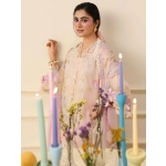 Mushq Hemline Soleil Prints Unstitched - Berry Creme - Image 4