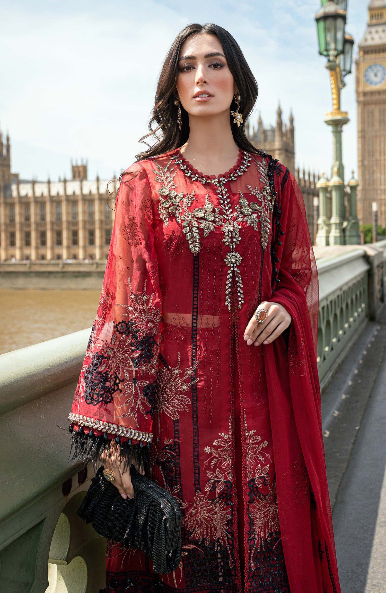 Maria B Soiree Unstitched Formals Collection 2025′- D – 06 - Red