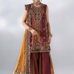 Maria B Mboridered Festive 26' - D 04 - Maroon Crimson
