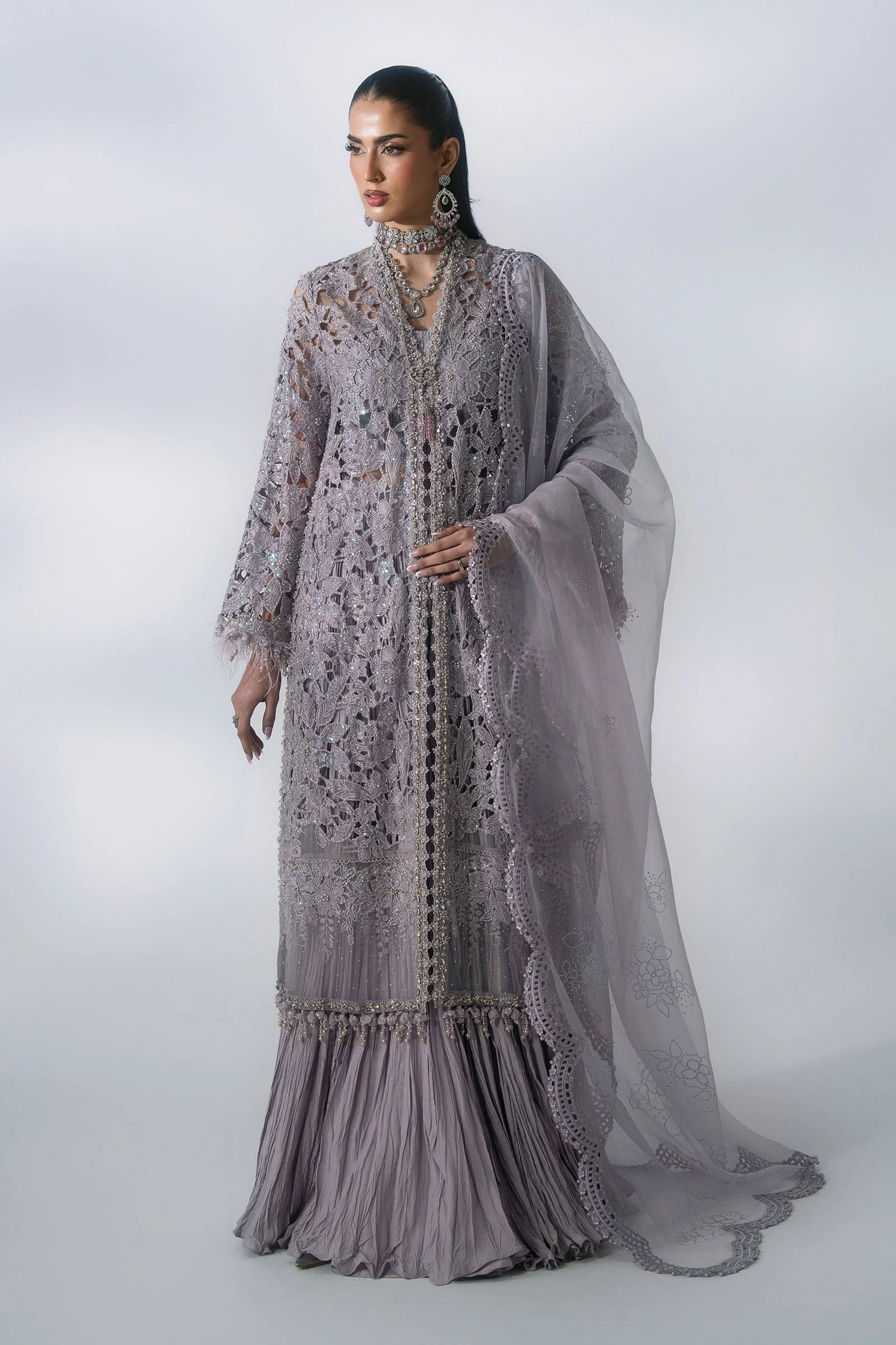 D51 Maria B Mboridered Festive 26' - D 05 - Dusty Lilac - Image 1